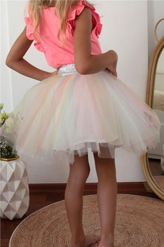 Girls' Colorful Tutu Skirt, Mixed Colors (Ages 4-10)