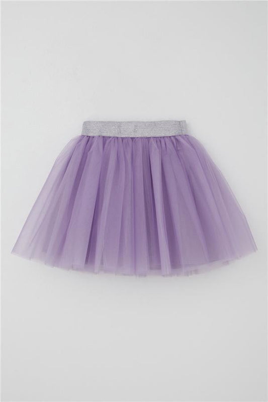Girls' Tutu Skirt with Glitter Detail and Elastic Waistband, Lilac (Ages 5-10)