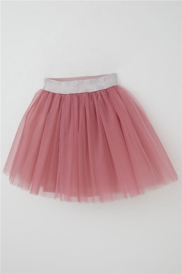 Girls' Tutu Skirt with Glitter Detail and Elastic Waistband, Rose Pink (Ages 5-10)