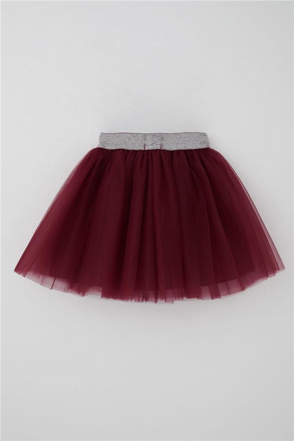 Girls' Tutu Skirt with Glitter Detail and Elastic Waistband, Burgundy (Ages 5-10)