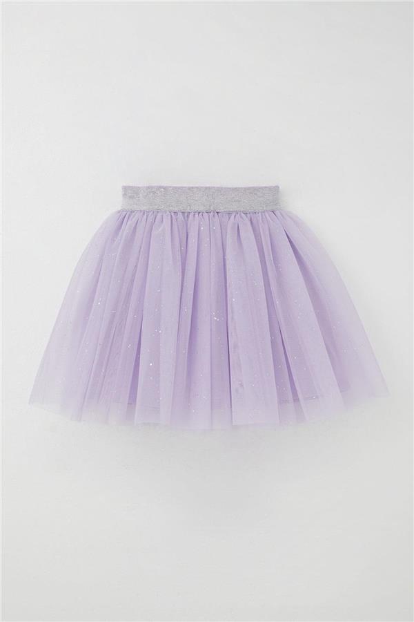 Girls' Tutu Skirt with Glitter and Elastic Waistband, Lilac (Ages 5-10)
