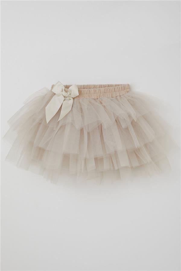 Girls' Tutu Skirt with Tulle Detail, Layered Bow Accessory and Rhinestones (Ages 4-8)