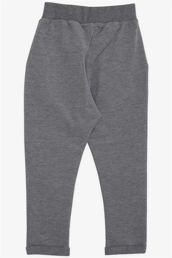 Baby Boy Dark Grey Melange with Buttoned Bottom Accessory, Emblem, and Pocket (9 Months-2 Years)