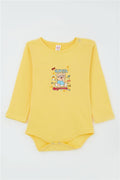 Baby Boy Snap-Button Bodysuit with Hunter Kitten Print, Yellow (9 Months-3 Years)