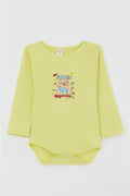 Baby Boy Snap-Button Bodysuit with Hunter Kitten Print, Pistachio Green (9 Months-3 Years)