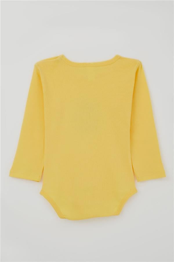 Baby Boy Snap-Button Bodysuit with Teddy Bear and Glasses Print, Yellow (9 Months-3 Years)
