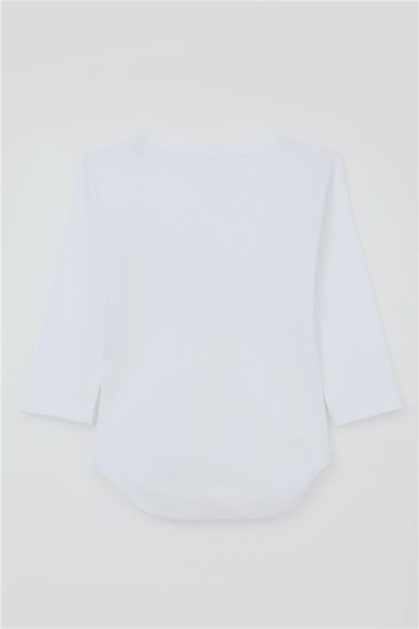 Baby Boy Snap-Button Bodysuit with Crocodile Print, White (9 Months-3 Years)