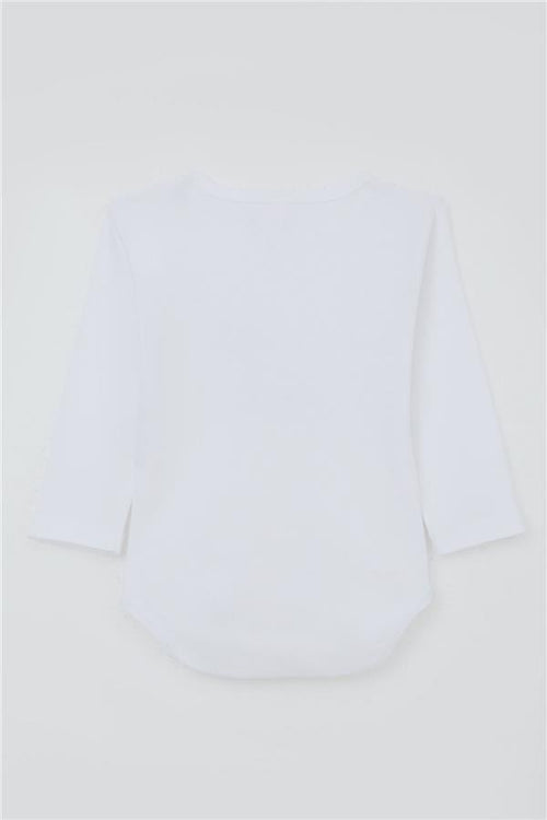 Baby Boy Snap-Button Bodysuit with Crocodile Print, White (9 Months-3 Years)