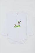 Baby Boy Snap-Button Bodysuit with Crocodile Print, White (9 Months-3 Years)