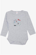 Baby Boy Snap-Button Bodysuit with Zoo Friendly Animals Print, Light Grey Melange (9 Months-3 Years)