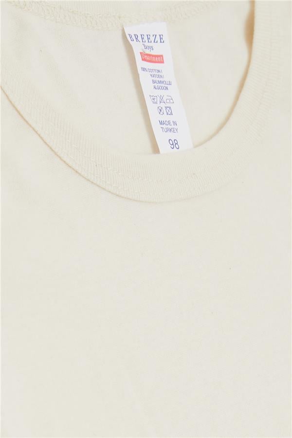 Baby Boy Snap-Button Bodysuit in Cream Color (9 Months - 1.5 Years)