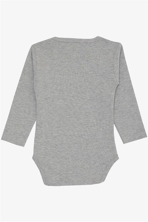 Baby Boy Snap-Button Bodysuit with Car Print, Grey Melange (9 Months-2 Years)
