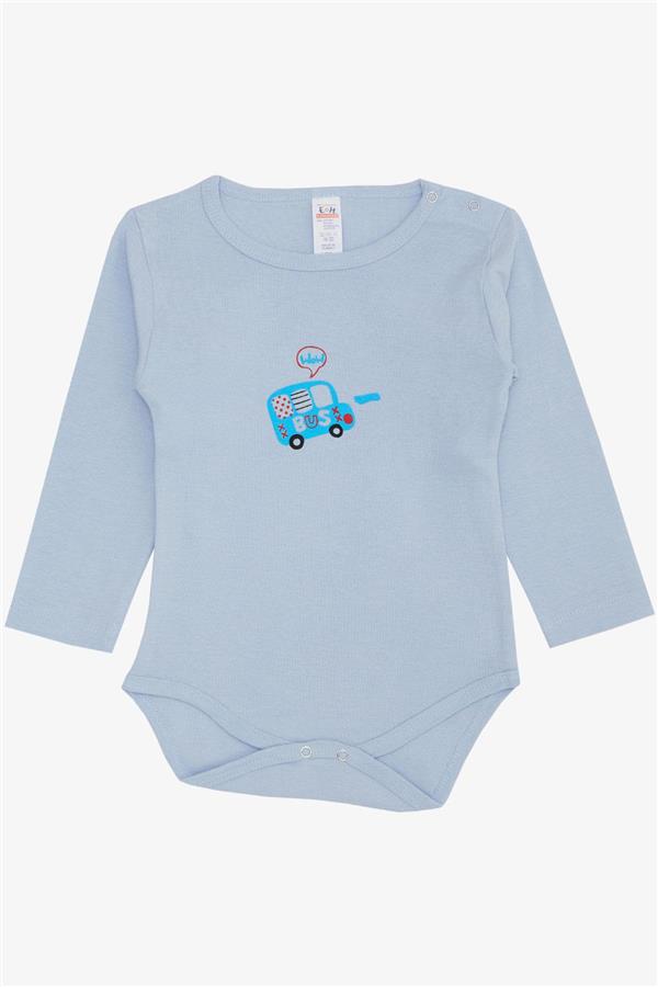 Baby Boy Snap-Button Bodysuit with Car Print, Light Blue (9 Months-3 Years)