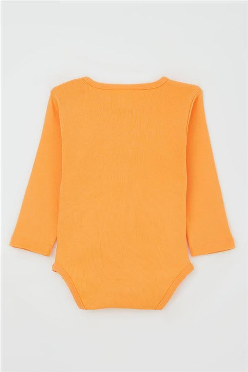 Baby Boy Snap-Button Bodysuit with Happy Dinosaur Print, Salmon (9 Months-2 Years)