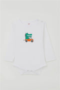 Baby Boy Snap-Button Bodysuit with Driver and Crocodile Print, Ecru (9 Months-3 Years)