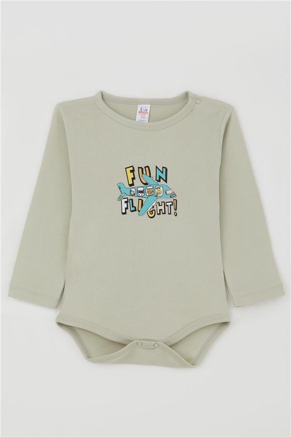Baby Boy Snap-Button Bodysuit with Pilot Animal Print, Aqua Green (9 Months-2 Years)