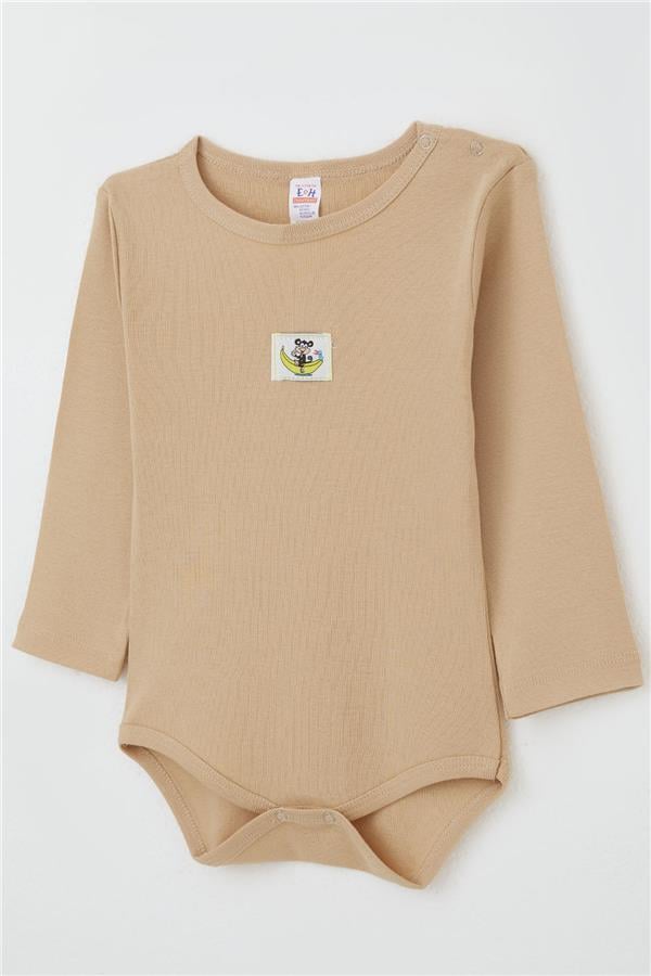 Baby Boy Snap-Button Bodysuit with Monkey Print, Light Brown (9 Months-3 Years)