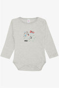 Baby Boy Snap-Button Bodysuit with Zoo Friendly Animals Print, Beige Melange (9 Months-3 Years)