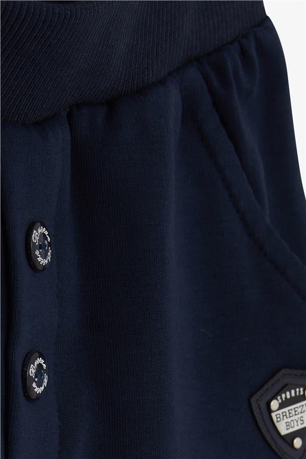 Baby Boy Sweatpants with Emblem, Basic Navy Blue (9 Months-1.5 Years)