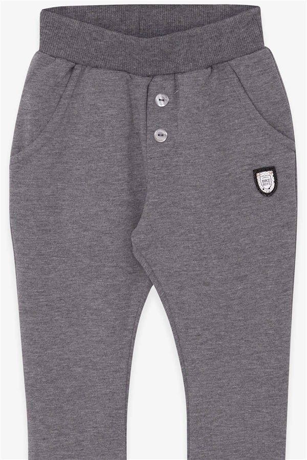 Baby Boy Sweatpants with Emblem, Basic Dark Grey Melange (9 Months-2 Years)