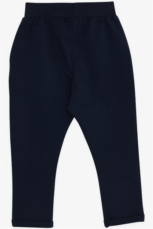 Baby Boy Sweatpants with Emblem, Basic Navy Blue (9 Months-1.5 Years)