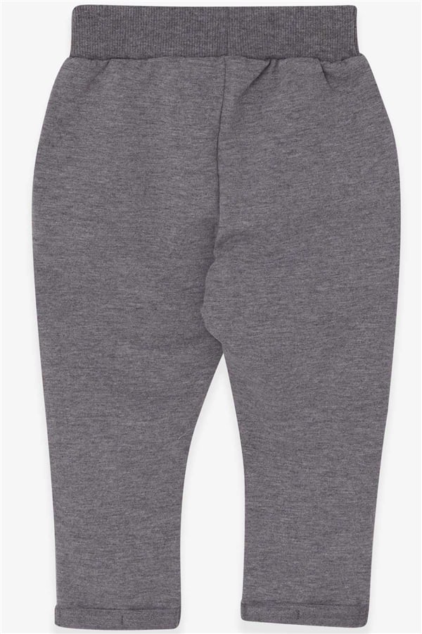 Baby Boy Sweatpants with Emblem, Basic Dark Grey Melange (9 Months-2 Years)