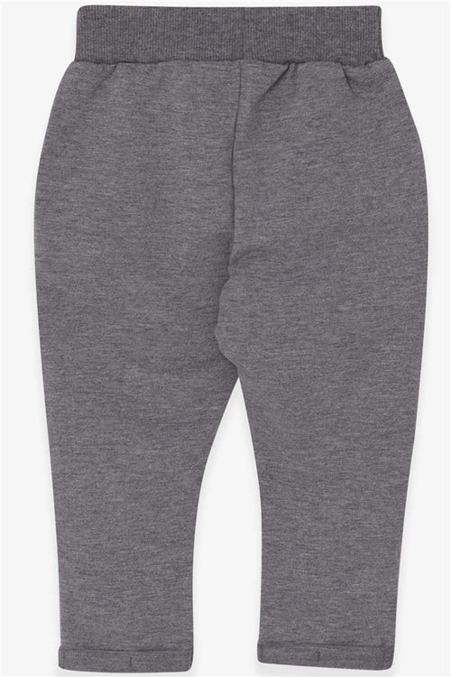 Baby Boy Sweatpants with Emblem, Basic Dark Grey Melange (9 Months-2 Years)