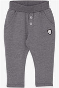 Baby Boy Sweatpants with Emblem, Basic Dark Grey Melange (9 Months-2 Years)