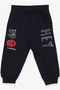 Baby Boy Sweatpants with Printed Pockets, Navy Blue (9 Months-1.5 Years)