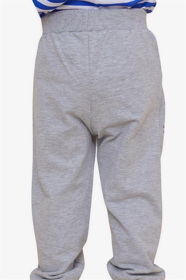 Baby Boy Sweatpants Printed with Pockets, Grey Melange (9 Months-3 Years)