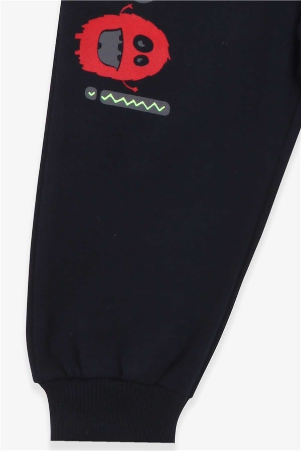 Baby Boy Sweatpants with Printed Pockets, Navy Blue (9 Months-1.5 Years)
