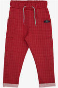 Baby Boy Sweatpants with Side Pockets, Striped Pomegranate (9 Months-1.5 Years)