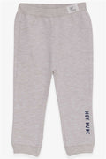 Baby Boy Sweatpants with Printed Text, Beige Melange (9 Months-1 Years)