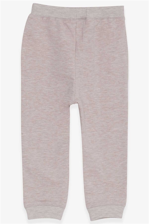 Baby Boy Sweatpants with Printed Text, Beige Melange (9 Months-1 Years)
