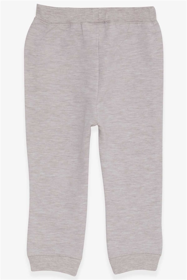 Baby Boy Sweatpants with Printed Text, Beige Melange (9 Months-1 Years)