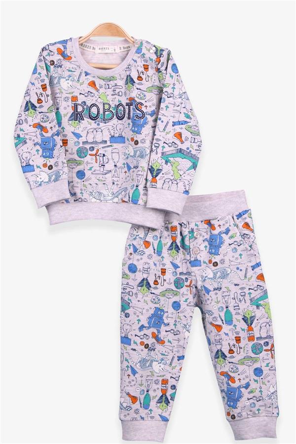 Baby Boy Tracksuit Set, Printed Pattern, Beige (6 Months-2 Years)