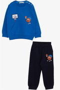 Baby Boy Tracksuit Set, Printed Navy Blue (9 Months-1 Years)