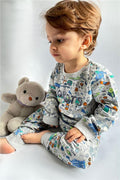 Baby Boy Tracksuit Set, Printed Pattern, Beige (6 Months-2 Years)