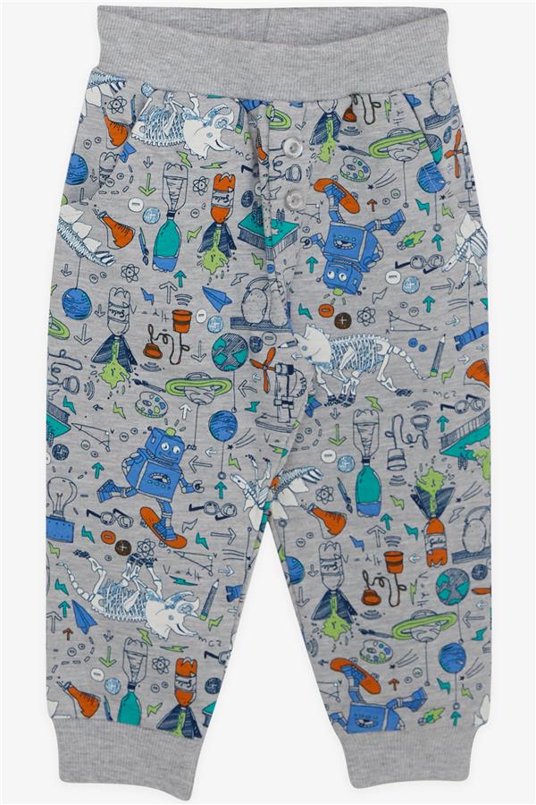 Baby Boy Tracksuit Set, Printed Pattern, Grey (6 Months-2 Years)
