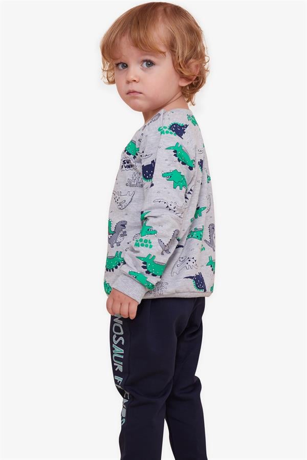 Baby Boy Tracksuit Set, Dinosaur Print, Grey (9 Months - 1.5 Years)