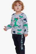 Baby Boy Tracksuit Set, Dinosaur Print, Grey (9 Months - 1.5 Years)