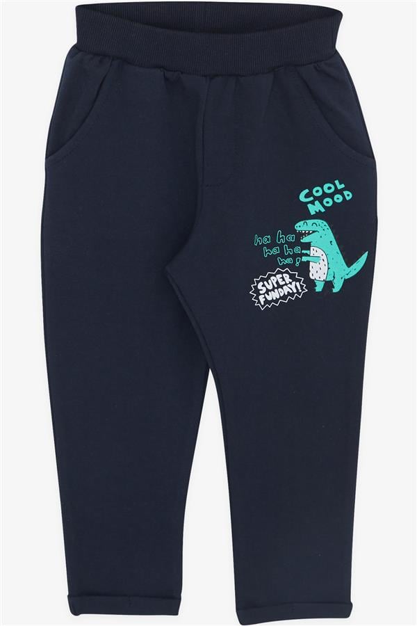 Baby Boy Tracksuit Set with Cheerful Animal Design, Grey Melange (9 Months - 1.5 Years)