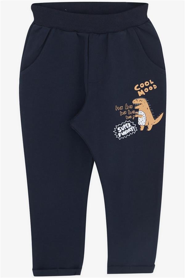Baby Boy Tracksuit Set with Cheerful Animal Design, Grey Melange (9 Months - 1.5 Years)