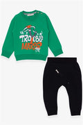 Baby Boy Tracksuit Set with Slingshot Print, Green (9 Months-2 Years)