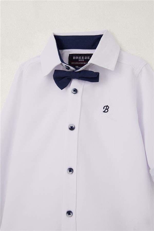 Baby Boy Shirt with Buttons and Bow Tie, White (9 Months-3 Years)