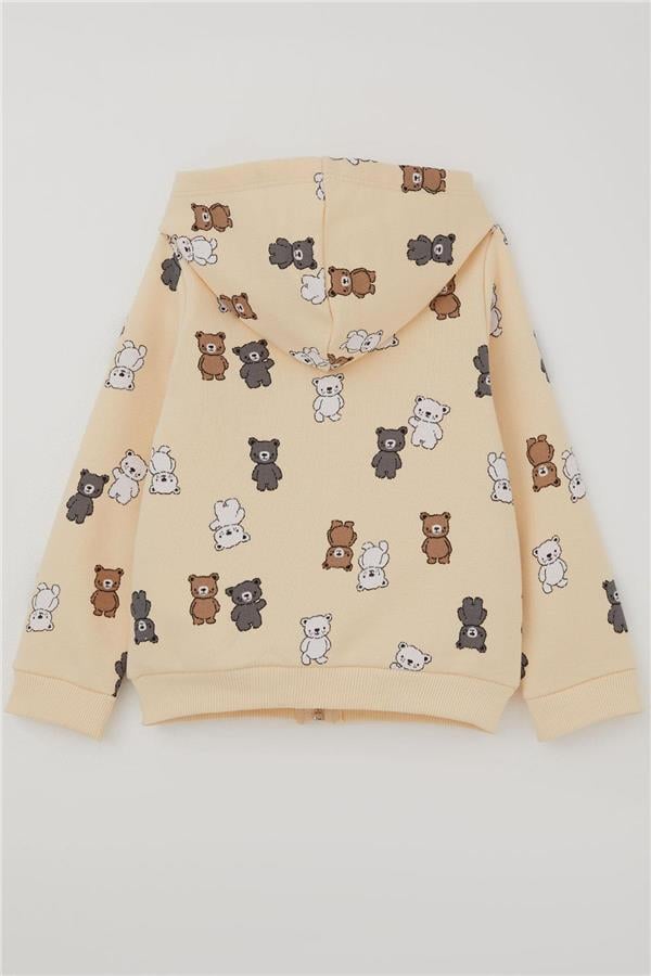 Baby Boy Cardigan, Cute Colorful Baby Teddy Bear Pattern, Cream (9 Months-3 Years)