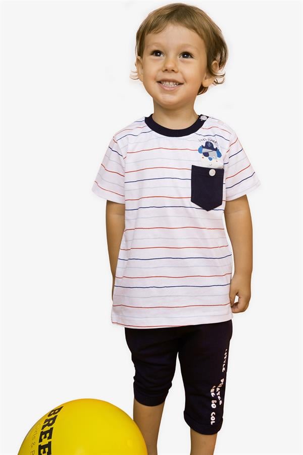 Baby Boy Capri Pants Set in Off-White (6 Months-1.5 Years)