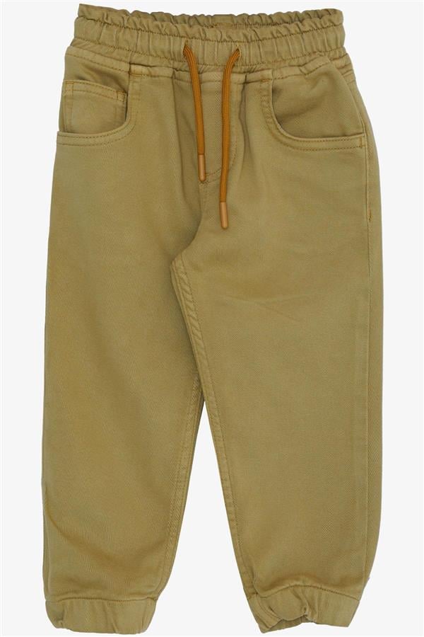 Baby Boy Trousers with Drawstring Waist and Elasticated Cuffs, Khaki Green (1.5-2 Years)