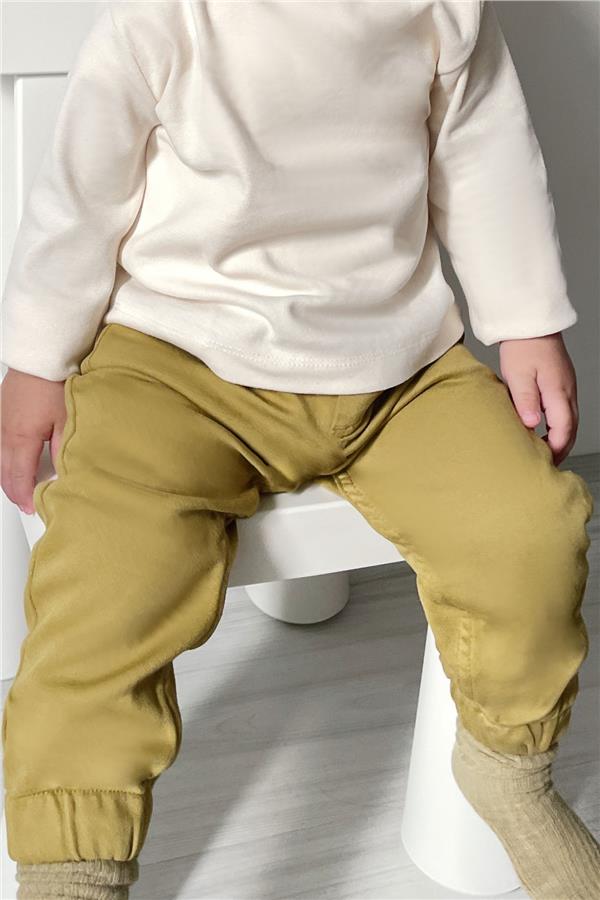 Baby Boy Trousers with Drawstring Waist and Elasticated Cuffs, Khaki Green (1.5-2 Years)