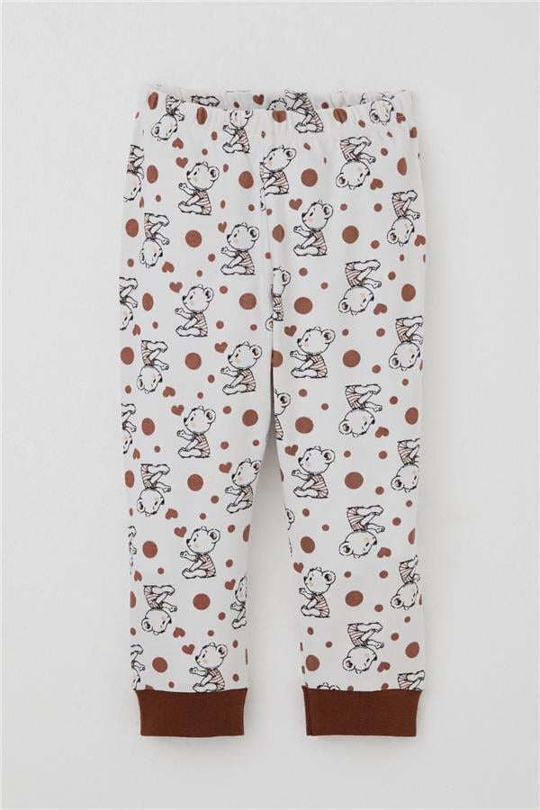 Baby Boy Pajama Set, Cute Teddy Bear Pattern, Off-White (4 Months-1 Year)